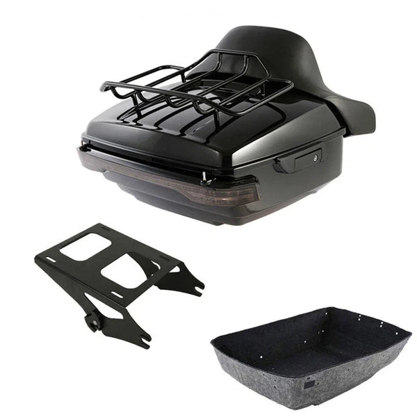 King Trunk Luggage Backrest Mount Rack Tail Light Fit For Harley Touring 14-2026