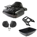 King Trunk Backrest Mount Rack LED Light Speakers Fit For Harley Touring 09-2013