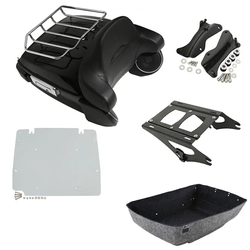 King Trunk Pad Light Rack Speakers Mount Plate Fit For Harley Street Glide 14-26