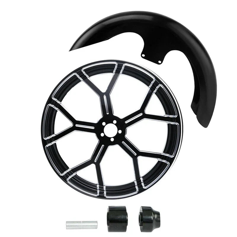 21" Front Fender Wheel Rim Single Disc Hub Fender Fit For Harley Road King 08-24