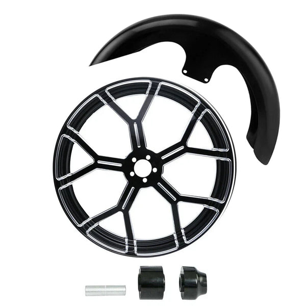 21" Front Fender Wheel Rim Single Disc Hub Fender Fit For Harley Road King 08-24