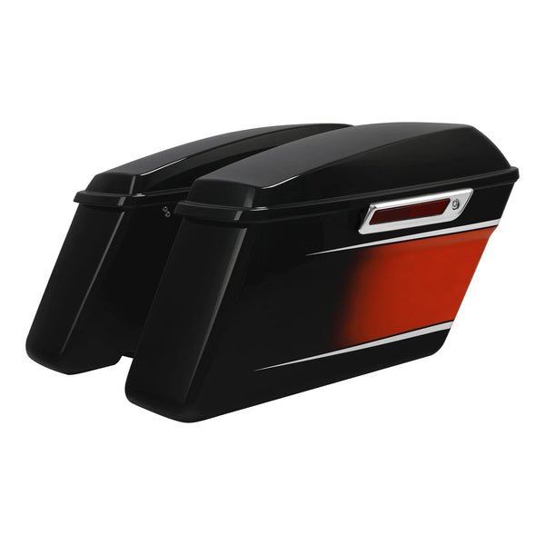 Hard Saddlebags Fit For Harley Touring 2014-24 Sunset Orange / Sunset Black Fade