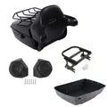 King Trunk Backrest Pad Rack Speakers Mount Fit For Harley Touring Glide 97-2008