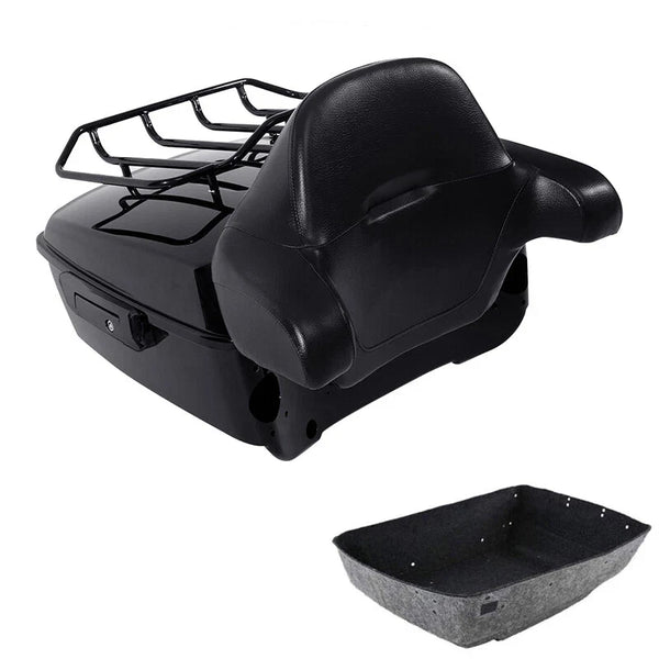 King Trunk Backrest Rack Black Latch Fit For Harley Touring Electra Glide 14-26