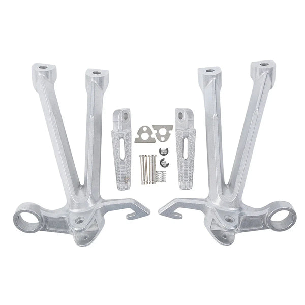 Silver Passenger Footrest Footpegs Bracket Set Fit For Suzuki GSXR1000 2007 2008