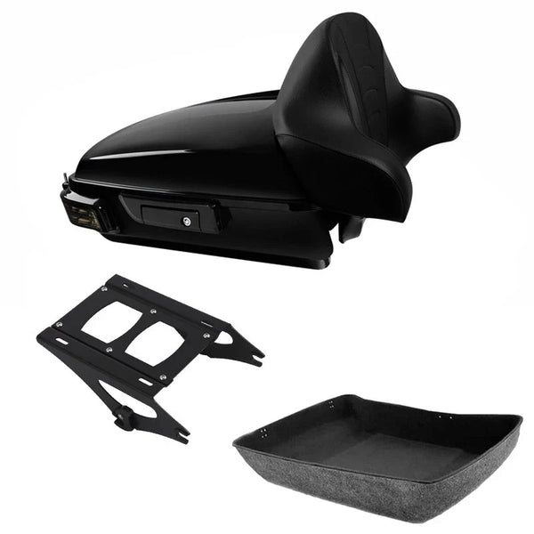 Chopped Trunk Backrest LED Tail Light Mount Rack Fit For Harley Road Glide 14-Up