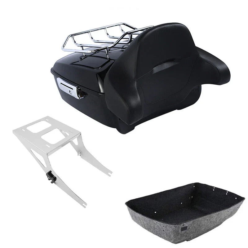King Trunk Backrest Pad Rack Mount Fit For Harley Fat Boy 2008-17