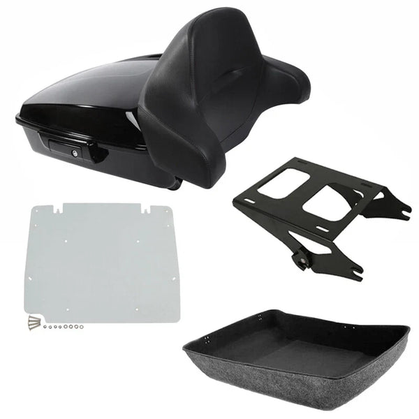 Black Chopped Trunk Pad Mount Plate Fit For Harley Cvo Road Street Glide 2014-26