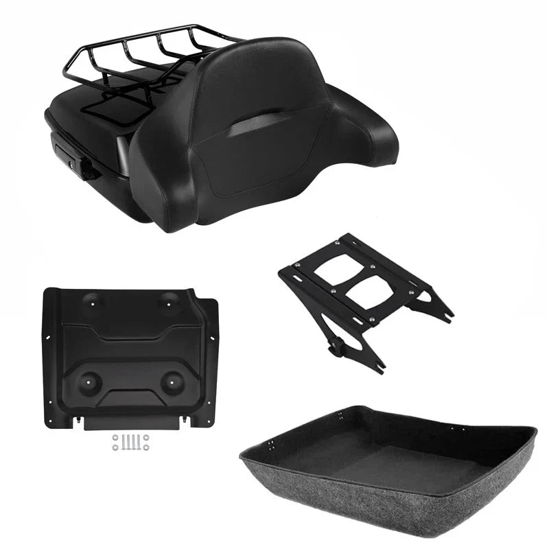 Chopped Trunk Backrest Mount Rack Fit For Harley Touring Cvo Street Glide 14-26