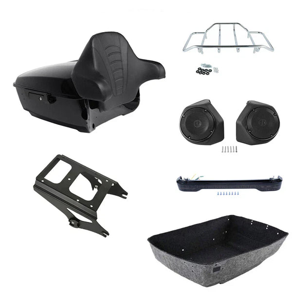 King Trunk Pad Mount Rack Speakers Light Fit For Harley Touring 2009-2013