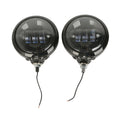Pair Black 4.5" LED Fog Light Passing Auxiliary Lamp & Housing Bucket For Harley