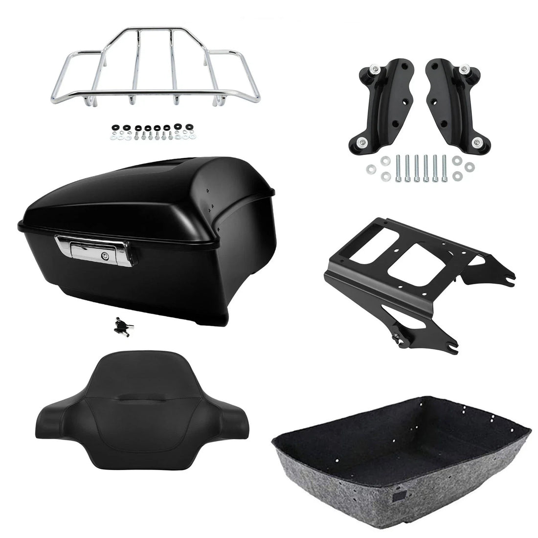 Matte King Trunk Backrest Mount Rack Docking Fit For Harley Street Glide 09-2013