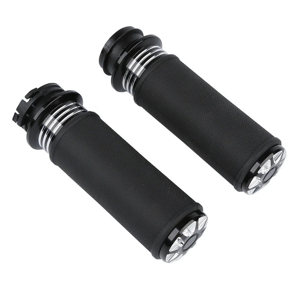 1" 25mm CNC Handlebar Grips For Harley Road King Electra Glide 1996-2007