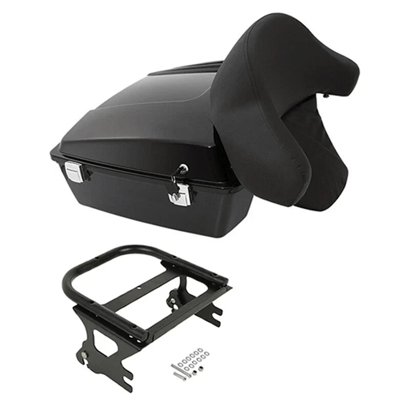 Black Chopped Trunk Backrest Mount Rack Fit For Harley Road King 1997-2008