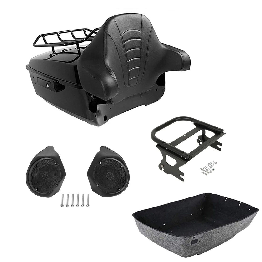 King Trunk Backrest Pad Rack Speakers Mount Fit For Harley Electra Glide 1997-08