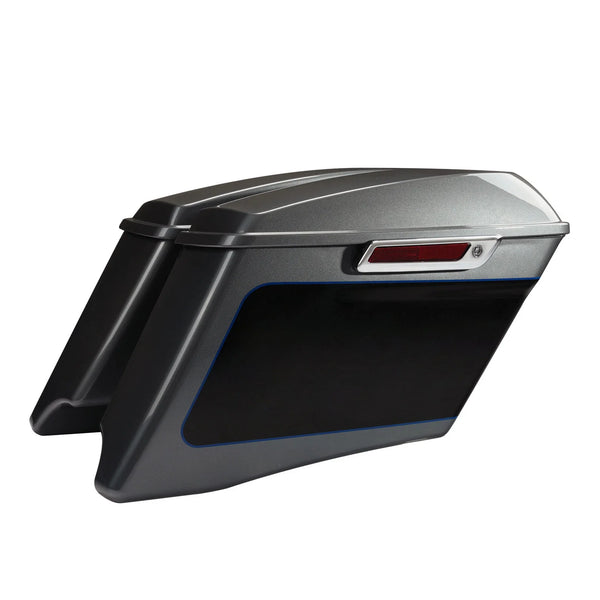 4" Saddlebags Fit For Harley Touring 2014-24 Gauntlet Gray Metallic/Vivid Black