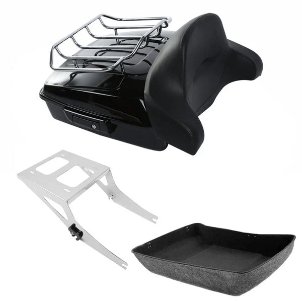 Chopped Trunk Backrest Pad Rack Two-Up Mount Fit For Harley Fat Boy 2008-17