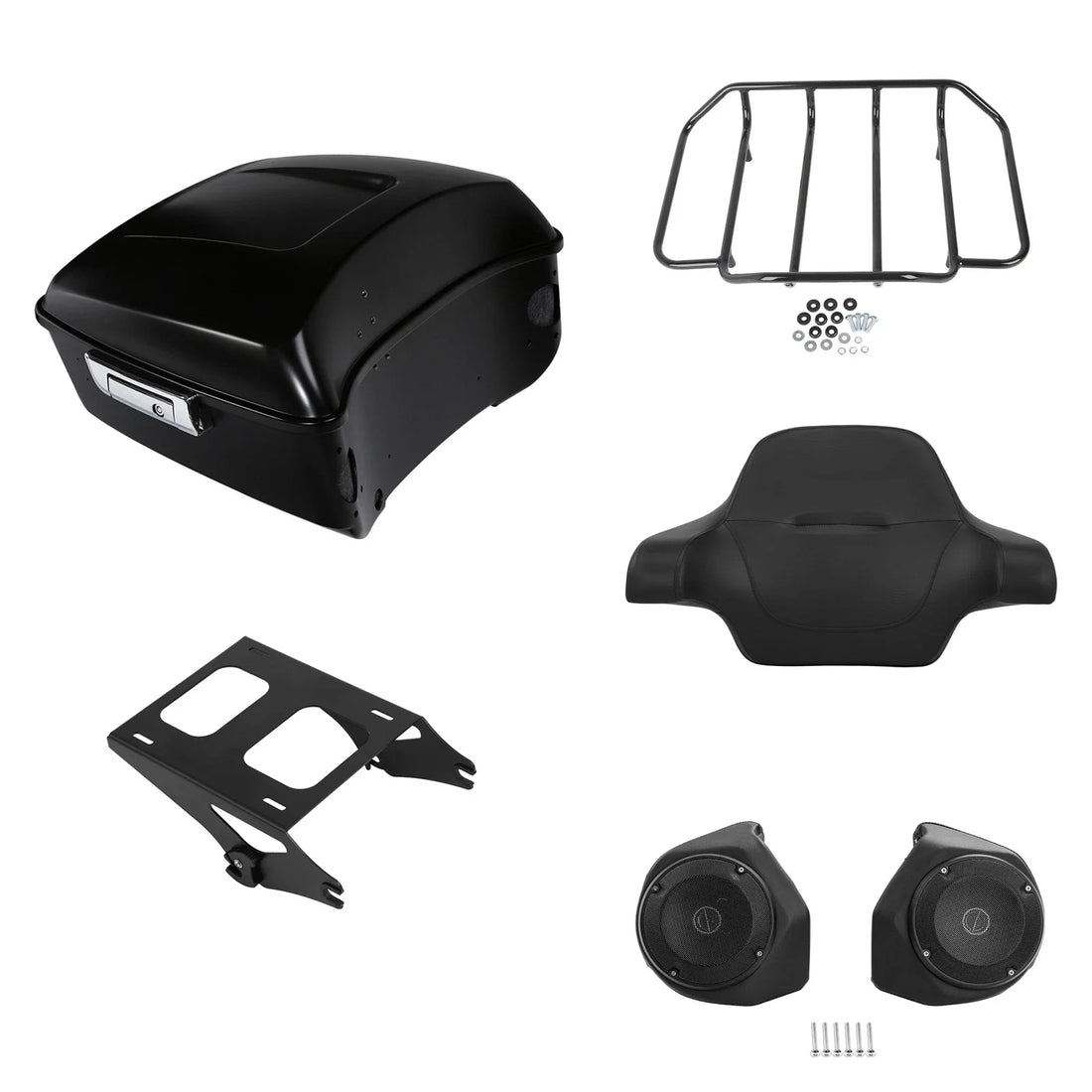 King Trunk Backrest Mount Speakers Fit For Harley Touring 2014-2026 Black Denim