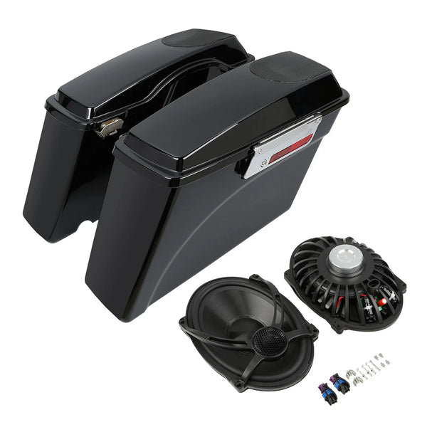 Black Hard Saddlebags & 5x7" Speakers Fit For Harley Davidson Road Glide 94-13