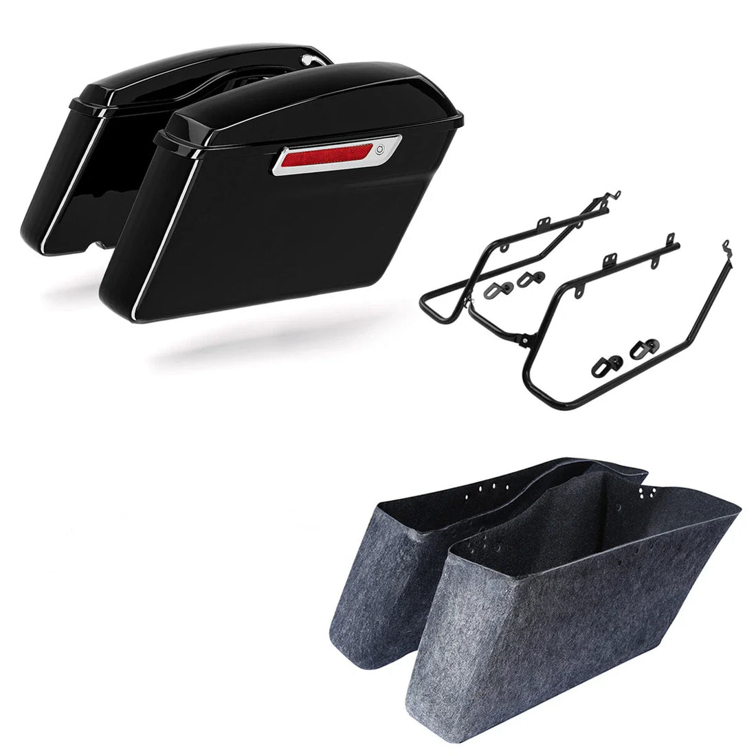 Hard Saddlebags & Conversion Brackets Fit For Harley Dyna Wide Super Glide 08-17