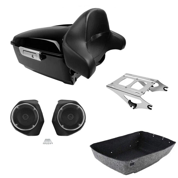 King Trunk Backrest Speakers Mount Fit For Harley Touring Cvo Street Glide 14-26