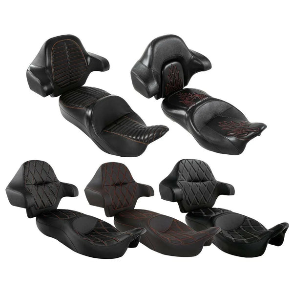 Driver Passenger Seat Backrest Pad Fit For Harley Touring Road Glide 14-23 Black