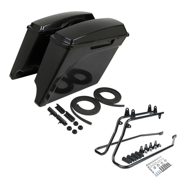 5" Stretched Hard Saddlebag & Bracket Fit For Harley Softail Deluxe Flstn 84-17