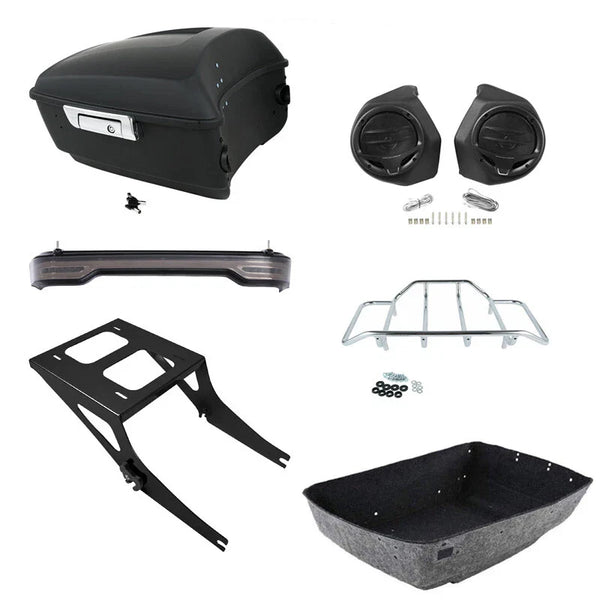 King Trunk Speakers LED Light Mount Rack Fit For Harley Fatboy 2008-2017