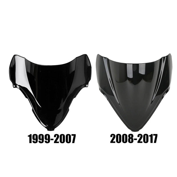 Motor Black Dual Bubble Windshield Fit For Suzuki GSX1300R Hayabusa 99-07 08-20