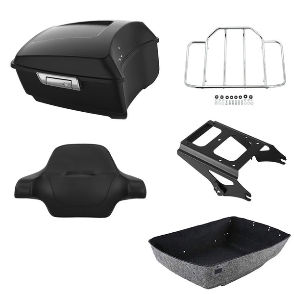 Matte Black King Trunk Luggage Pad Mounting Rack Fit For Harley Touring 2009-13