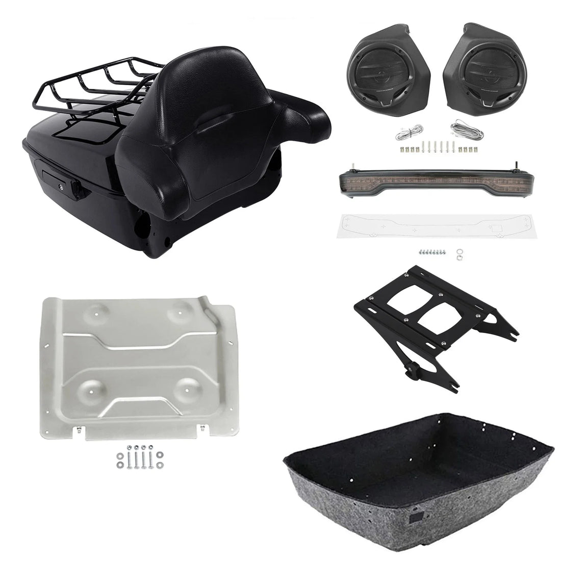 King Trunk Luggage Mount Rack Speakers Light Plate Fit For Harley Touring '14-26