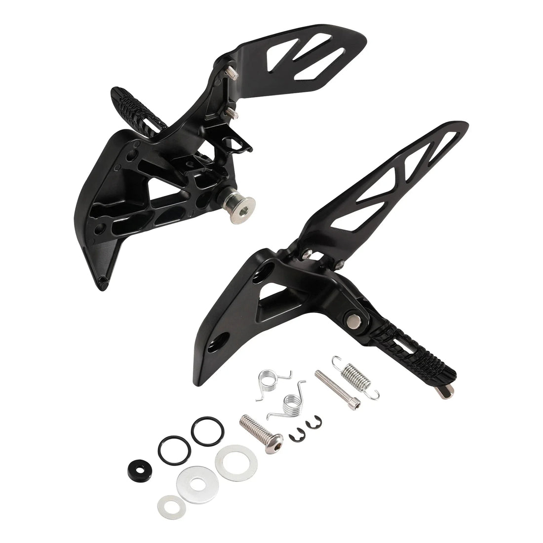 Black Front Driver Footpegs Footrests Bracket Fit For Suzuki GSXR1000 2017-2025