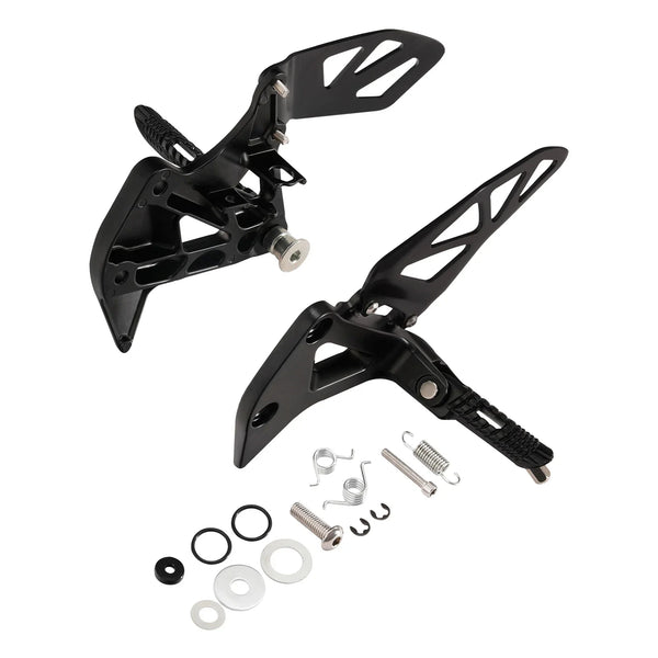 Black Front Driver Footpegs Footrests Bracket Fit For Suzuki GSXR1000 2017-2025
