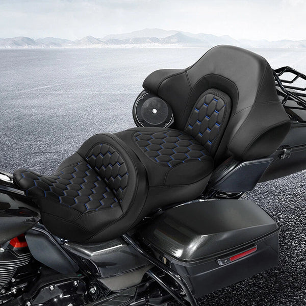 Driver Passenger Seat Backrest Fit For Harley Touring Road King 14-23 Black+Blue