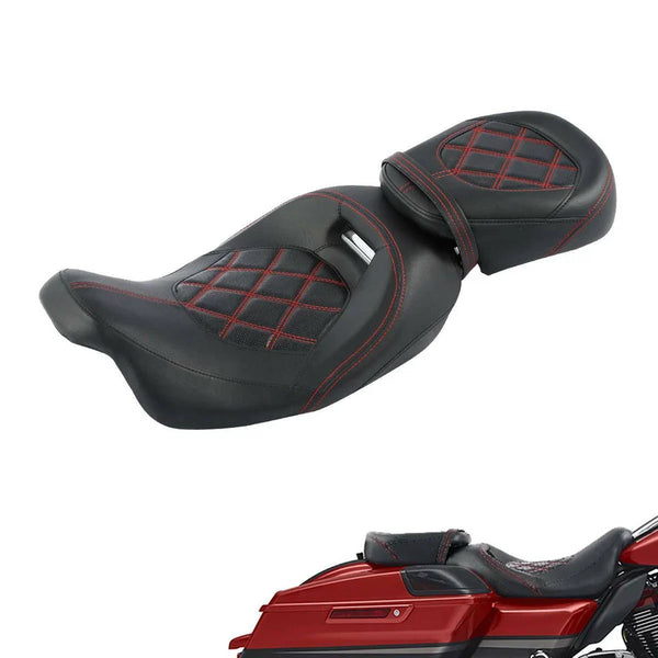 PU Driver Passenger Two Up Seat Fit For Harley Touring Road Street Glide 09-23